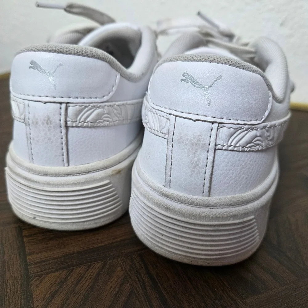 Puma Carina Platform Sneakers White Embossed Floral Lace Up Womens 7.5